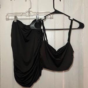 Black bodycon two piece dress